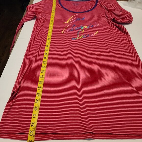 Victoria's Secret sz M long sleeve sleeping dress shirt rainbow stripes red - Picture 9 of 10